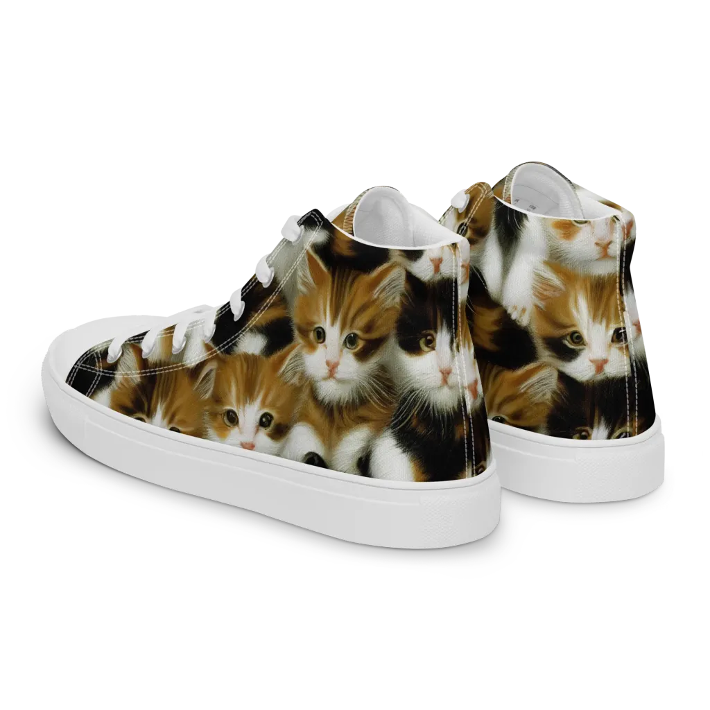 Cuddle Chaos on Men's High Top Canvas Shoes — Left Back