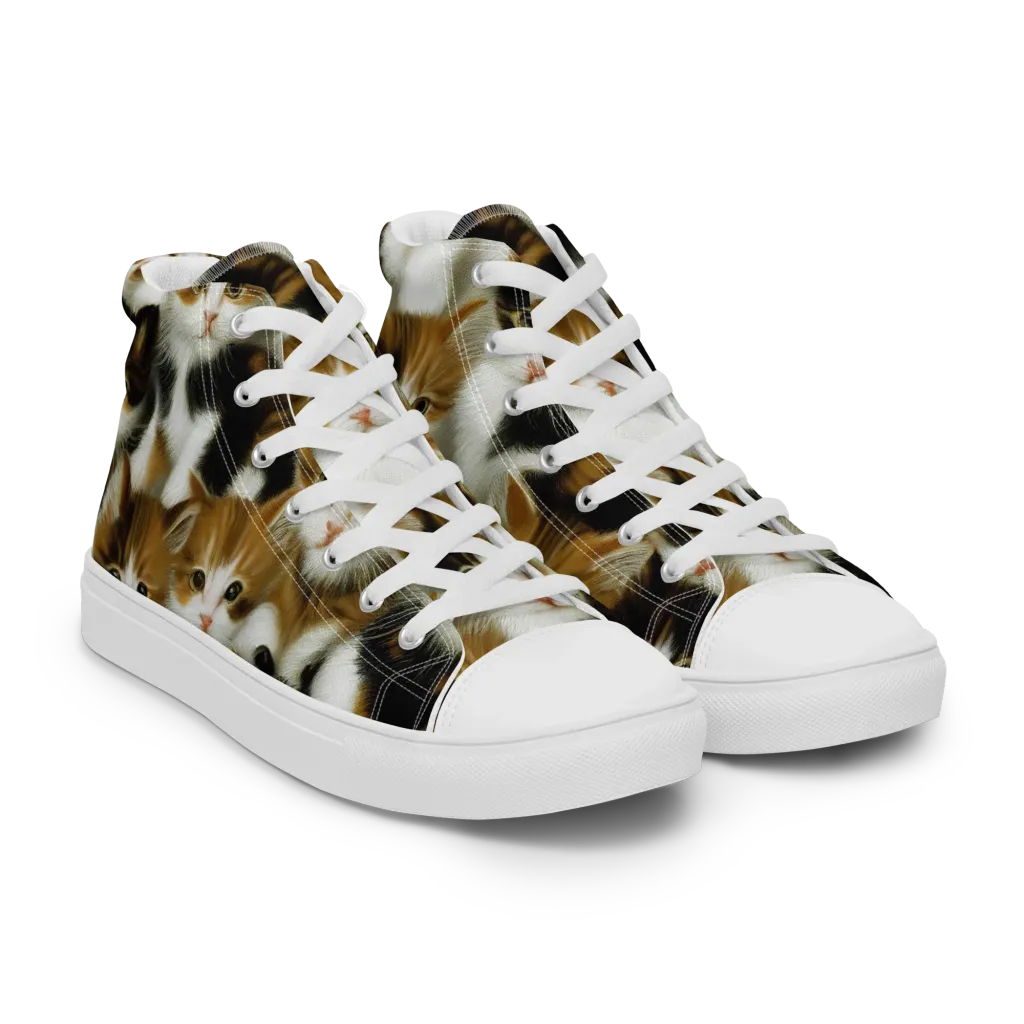 Cuddle Chaos on Men's High Top Canvas Shoes — Right Front