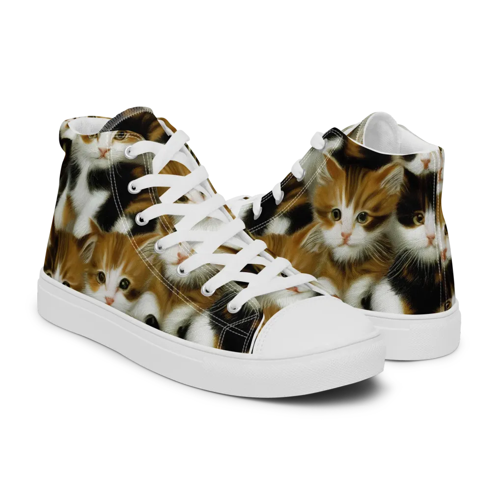 Cuddle Chaos on Men's High Top Canvas Shoes — Right
