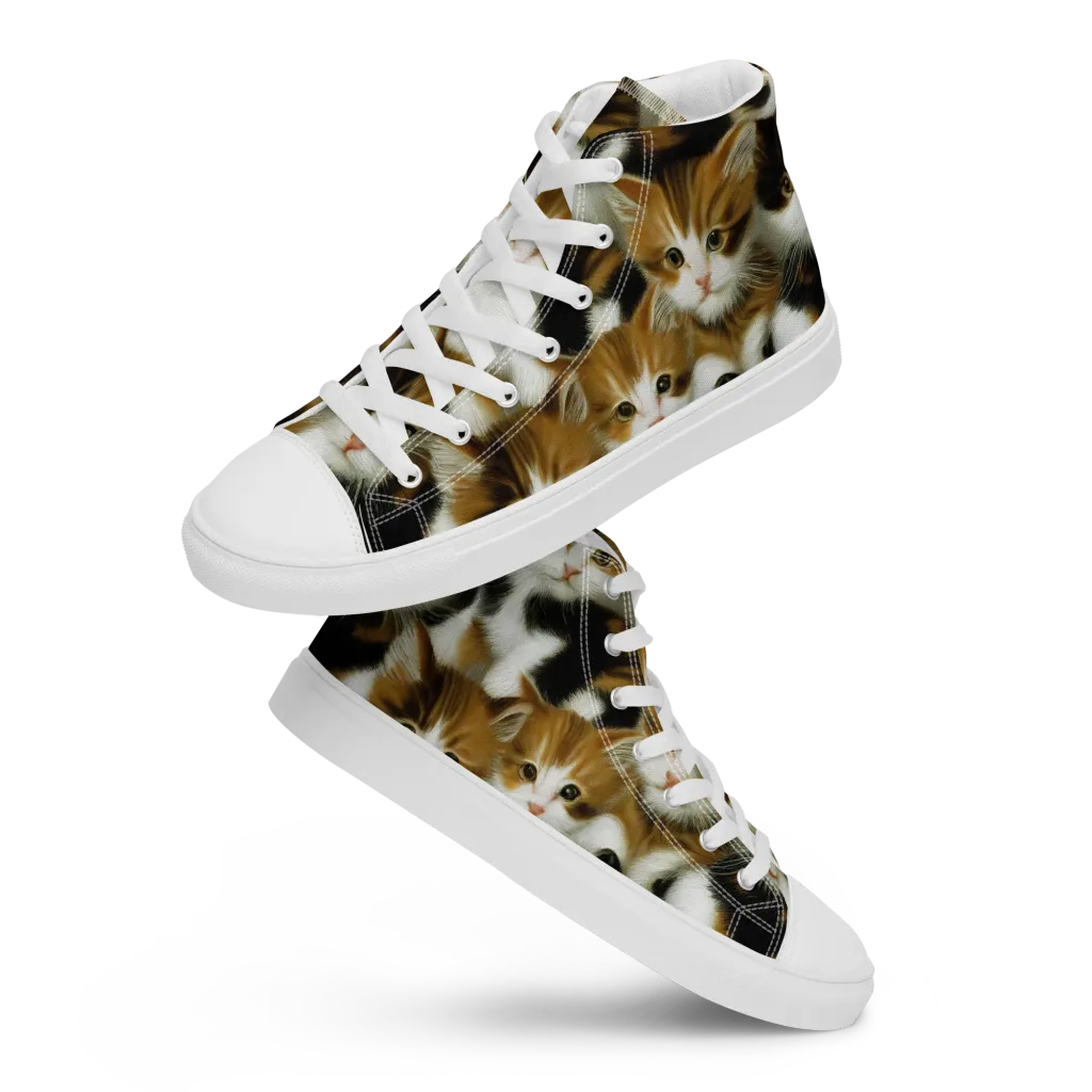 Cuddle Chaos on Men's High Top Canvas Shoes — Front