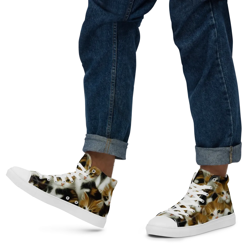 Cuddle Chaos on Men's High Top Canvas Shoes — Left