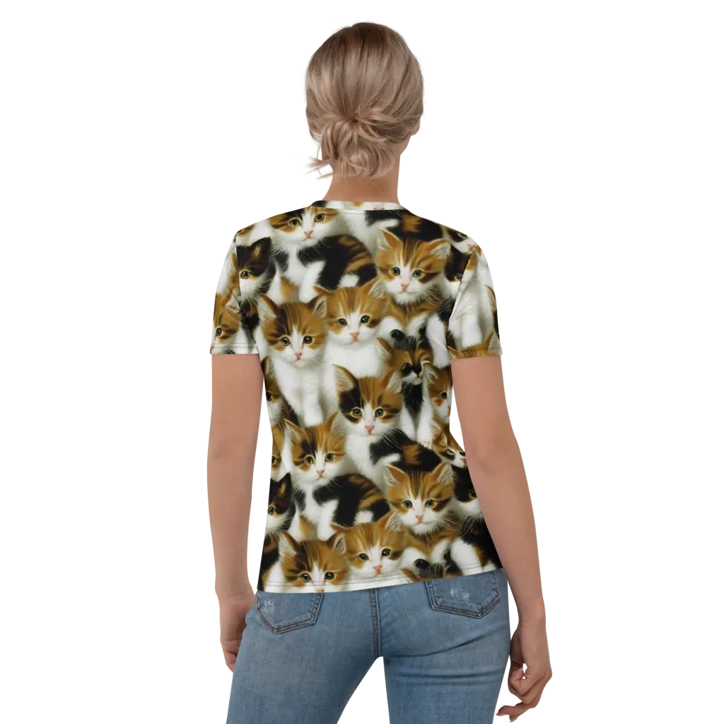 Cuddle Chaos on Women's Crew Neck T-Shirt — Back