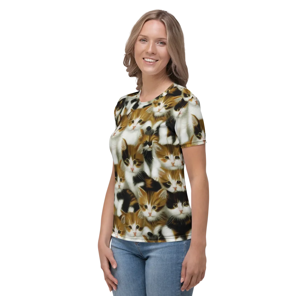 Cuddle Chaos on Women's Crew Neck T-Shirt — Left