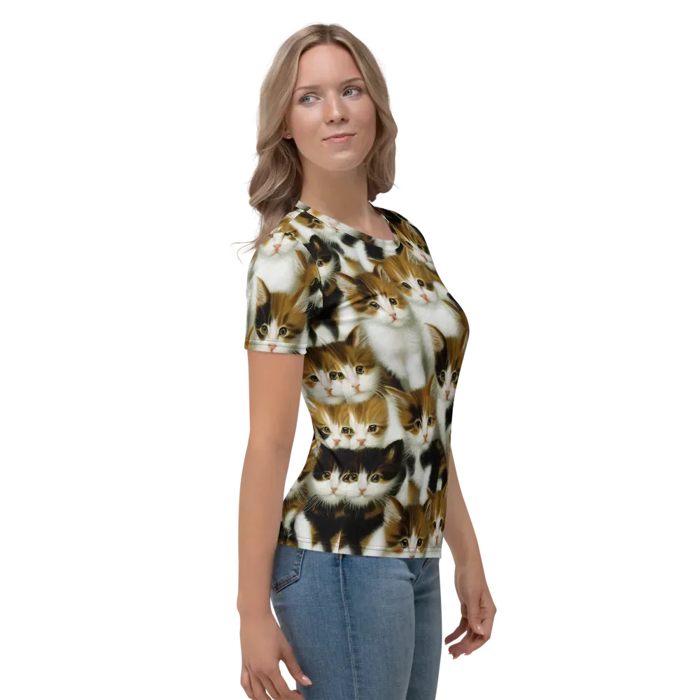 Cuddle Chaos on Women's Crew Neck T-Shirt — Right
