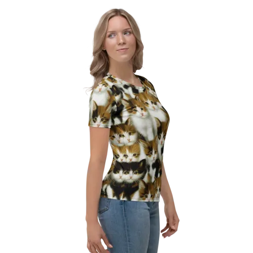 Cuddle Chaos on a Women's Crew Neck T-Shirt