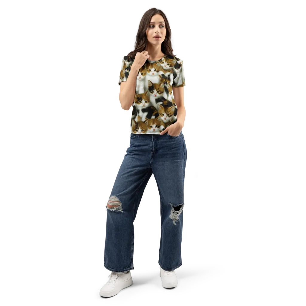 Cuddle Chaos on Women's Crew Neck T-Shirt — Front