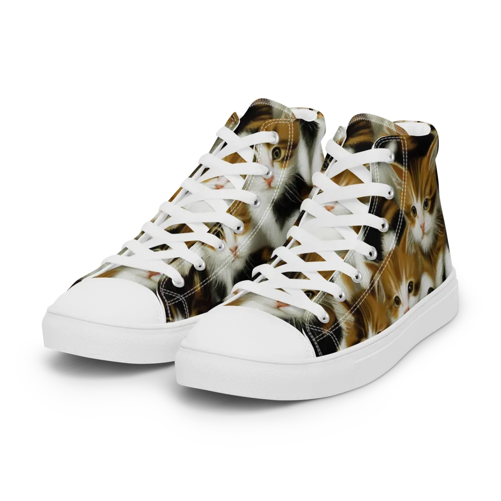 Cuddle Chaos on Women's High Top Canvas Shoes — Left Front