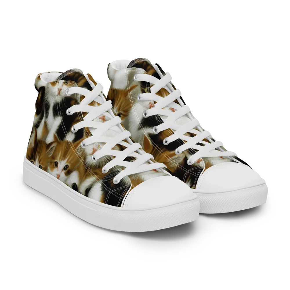 Cuddle Chaos on Women's High Top Canvas Shoes — Right Front