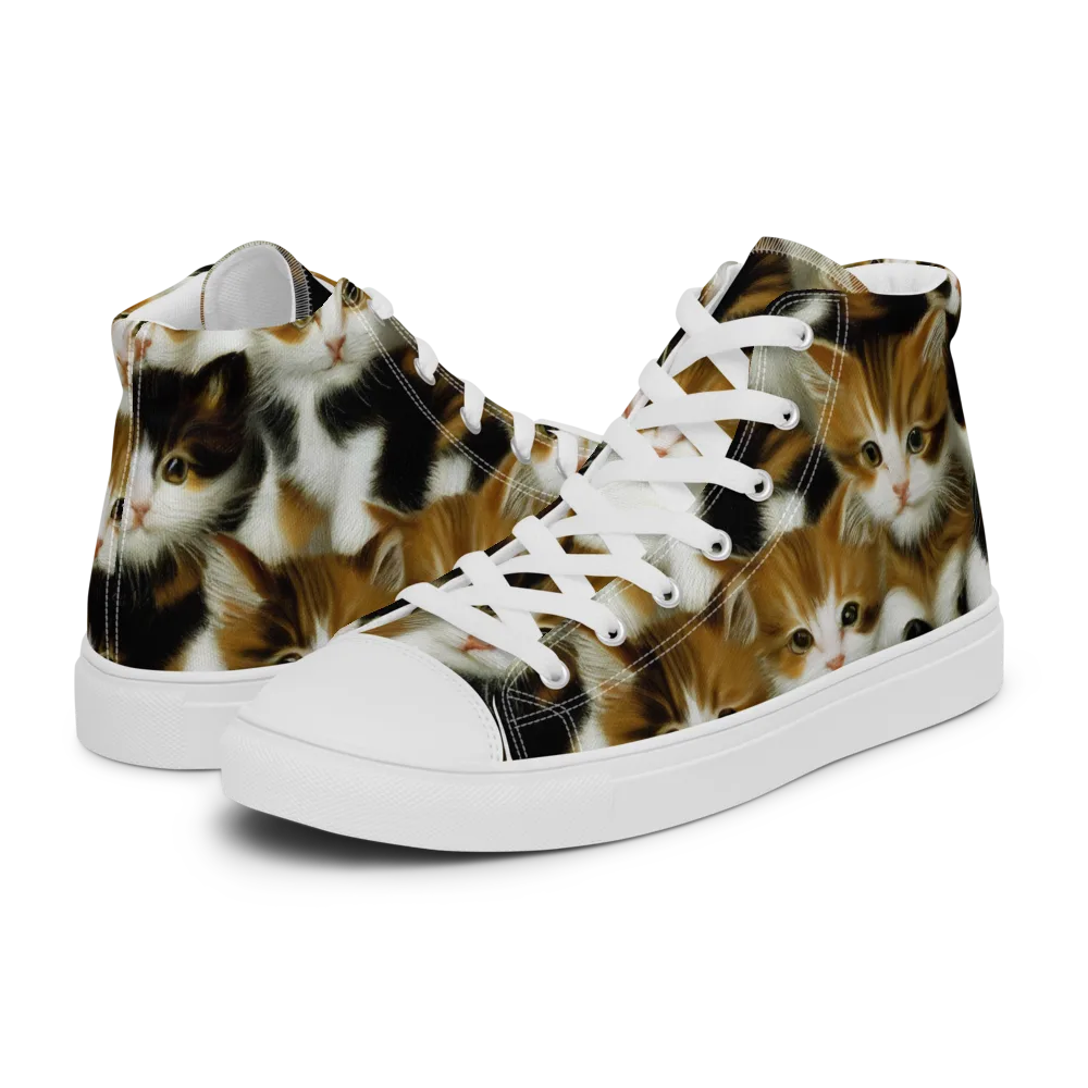 Cuddle Chaos on Women's High Top Canvas Shoes — Left
