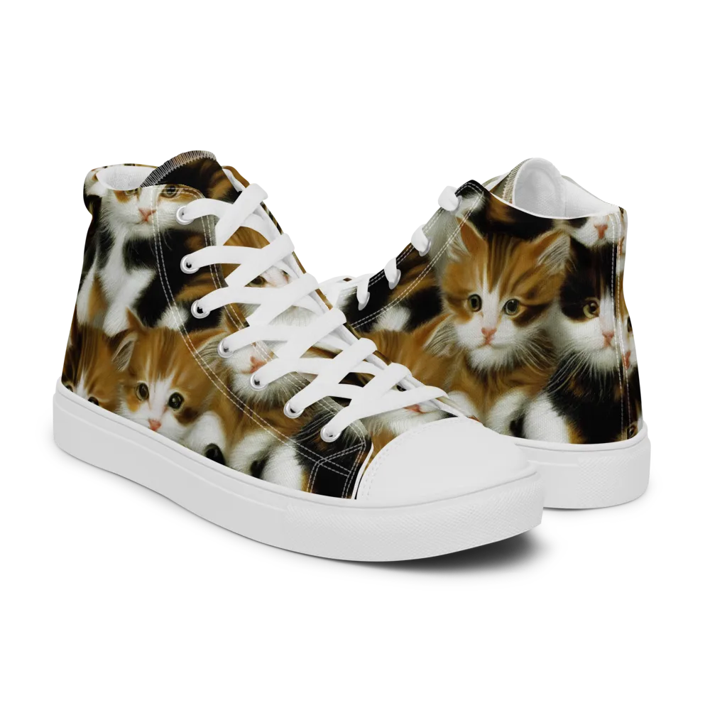 Cuddle Chaos on Women's High Top Canvas Shoes — Right