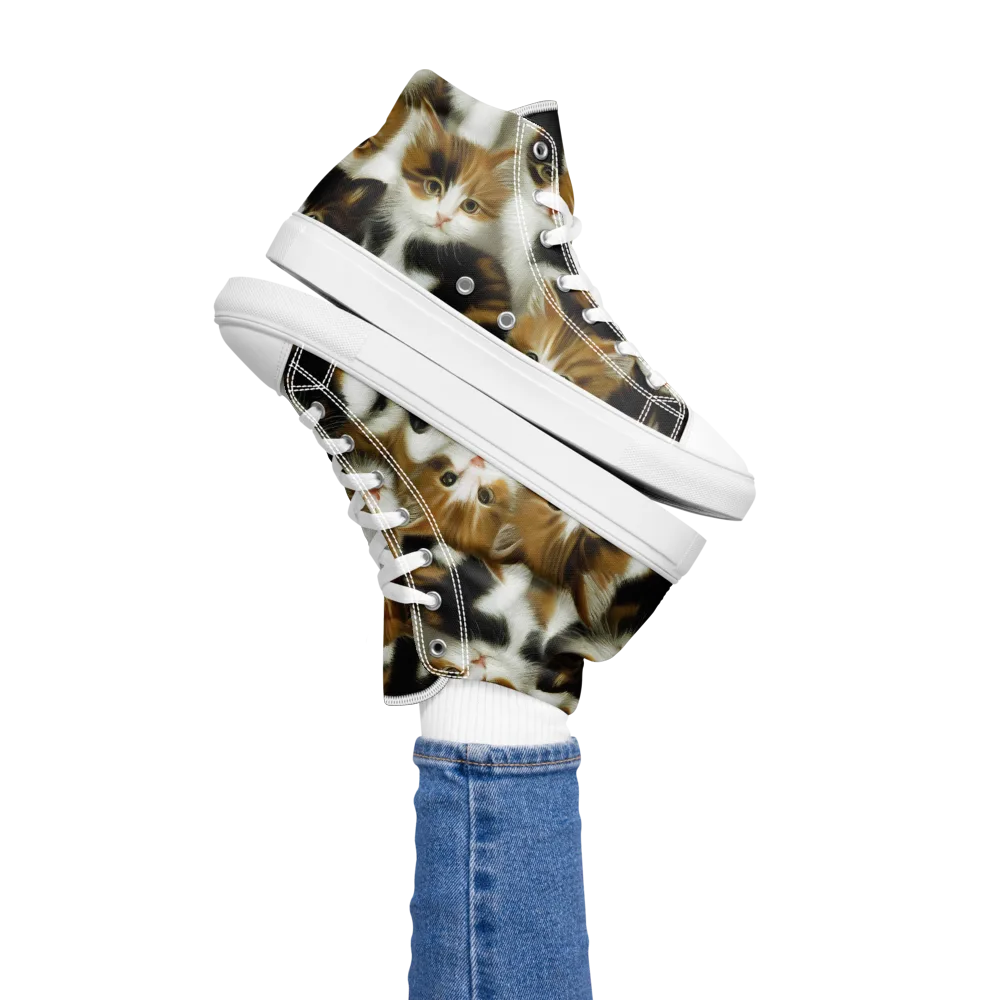 Cuddle Chaos on Women's High Top Canvas Shoes — Left