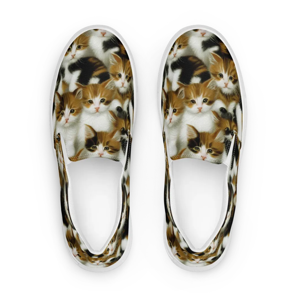 Cuddle Chaos on Men's Slip-On Canvas Shoes — Front