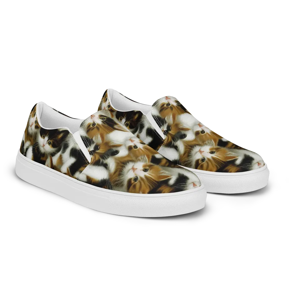 Cuddle Chaos on Men's Slip-On Canvas Shoes — Right Front