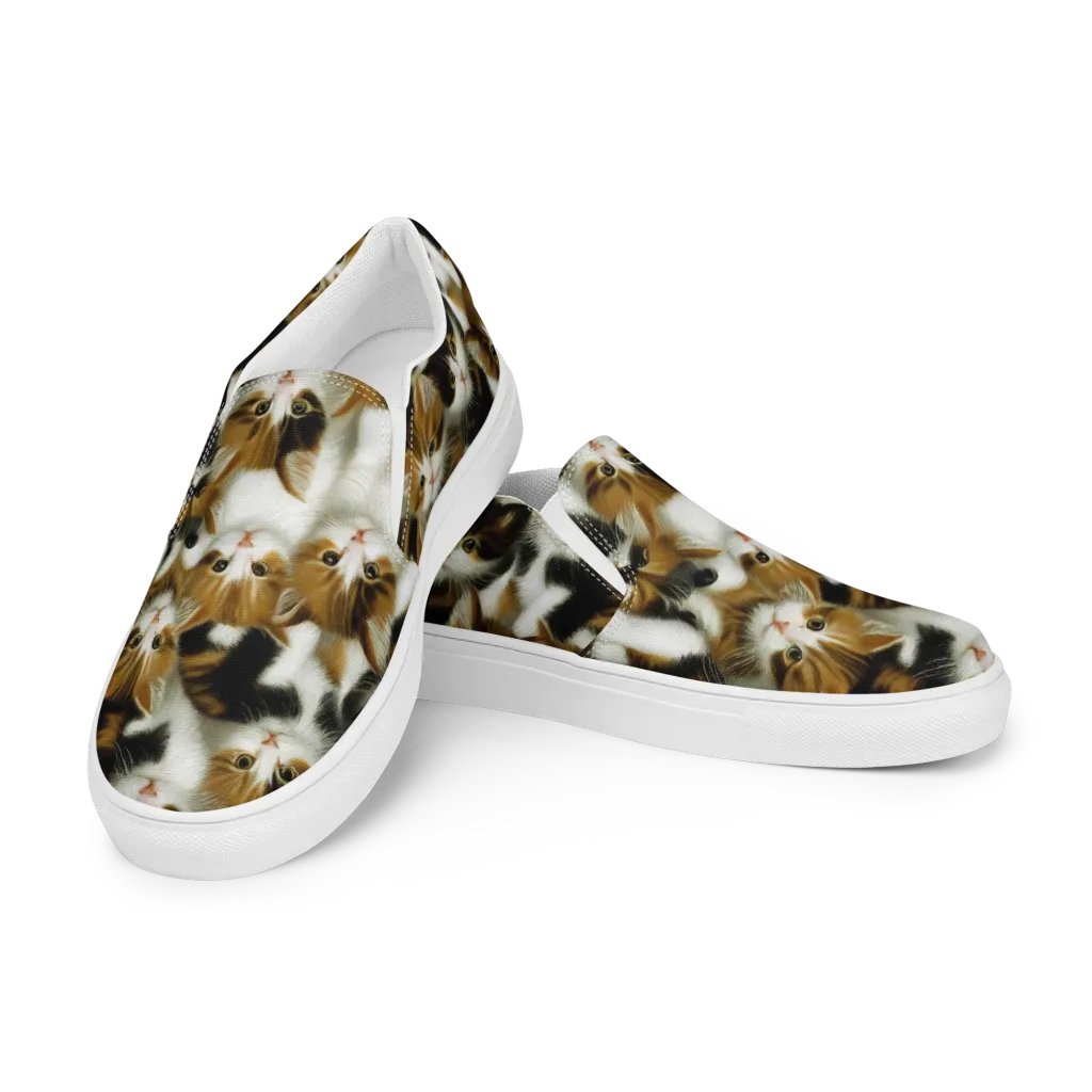 Cuddle Chaos on Men's Slip-On Canvas Shoes — Left Front