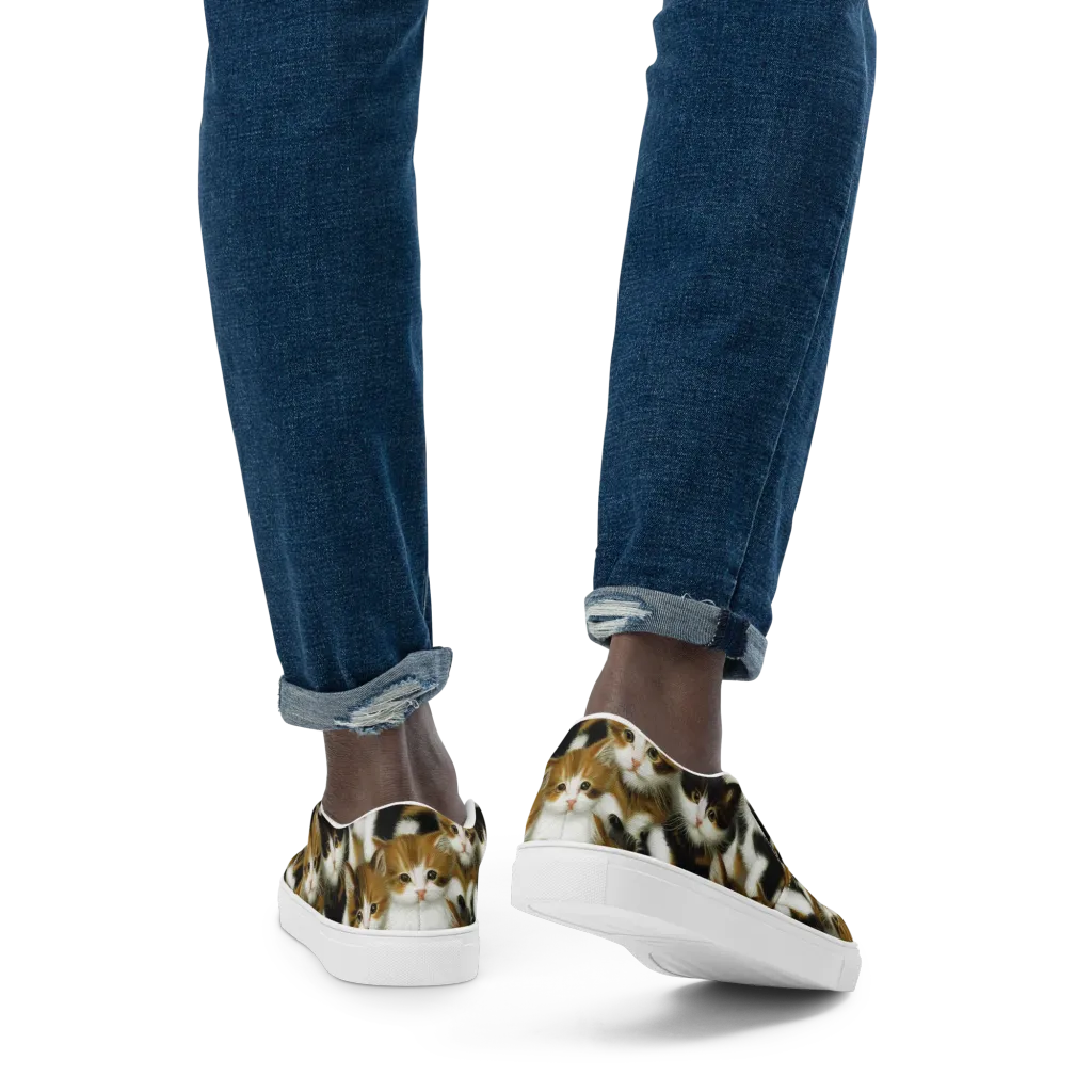 Cuddle Chaos on Men's Slip-On Canvas Shoes — Back