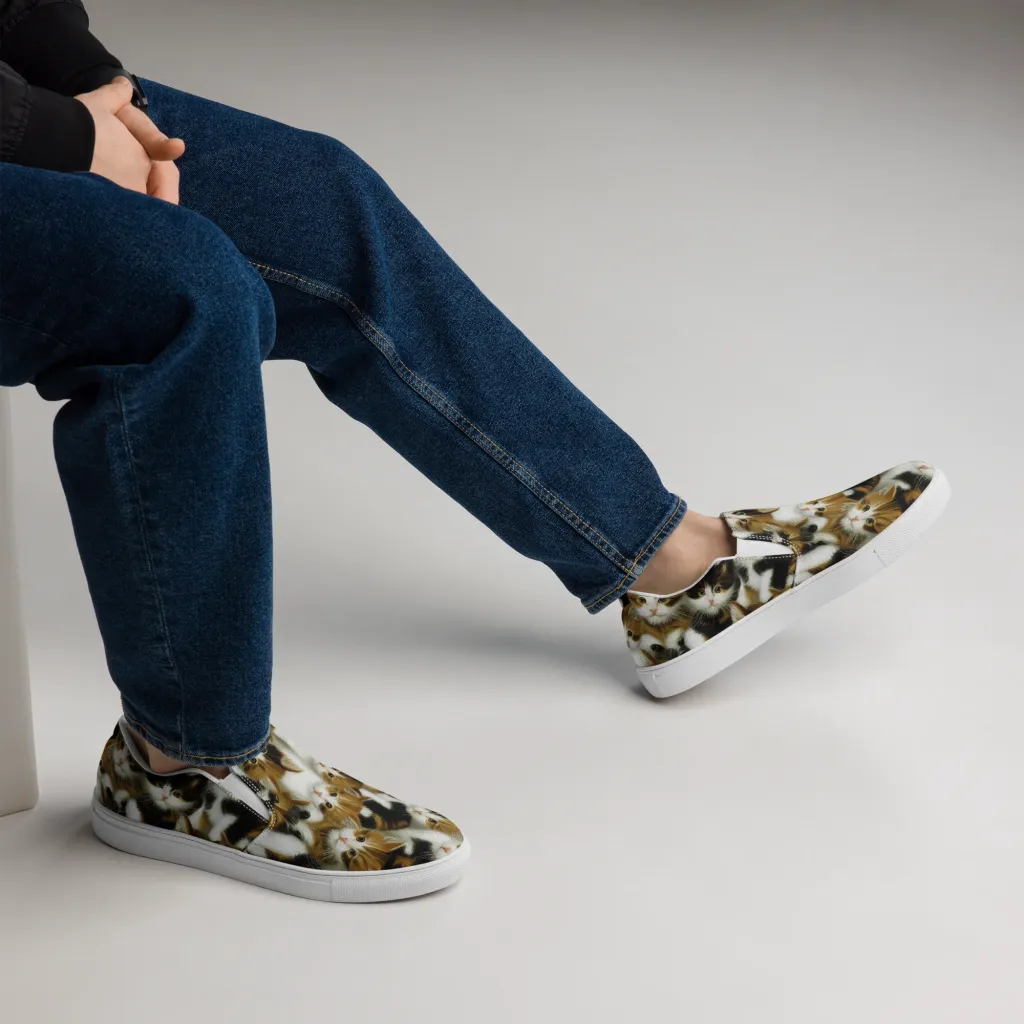 Cuddle Chaos on Men's Slip-On Canvas Shoes — Right