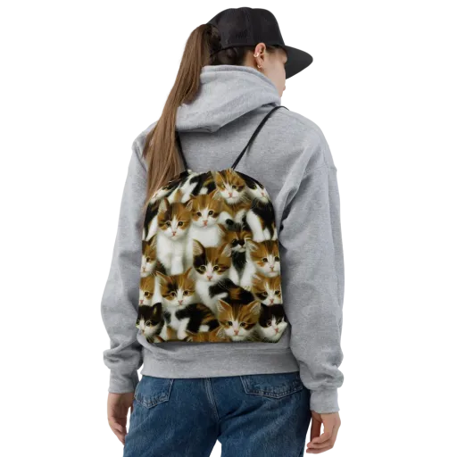 Cuddle Chaos on a Drawstring Bag