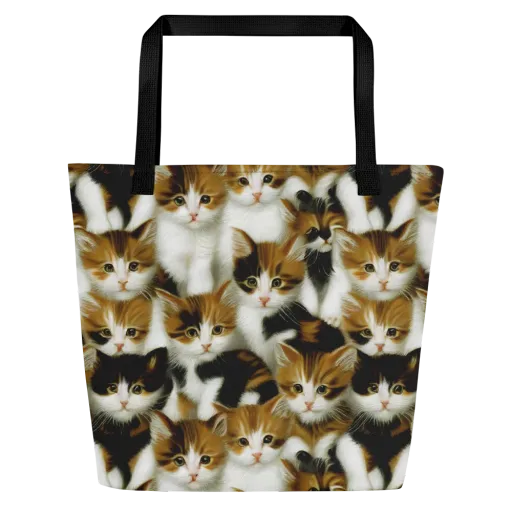 Cuddle Chaos on a Large Tote Bag W/ Pocket