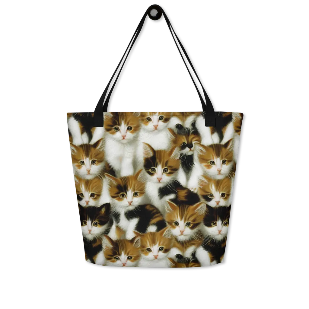 Cuddle Chaos on Large Tote Bag W/ Pocket — Front