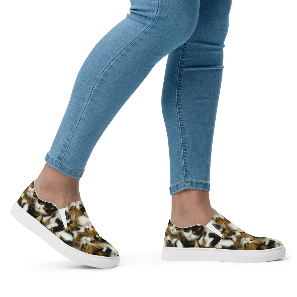Cuddle Chaos on Women's Slip-On Canvas Shoes — Right
