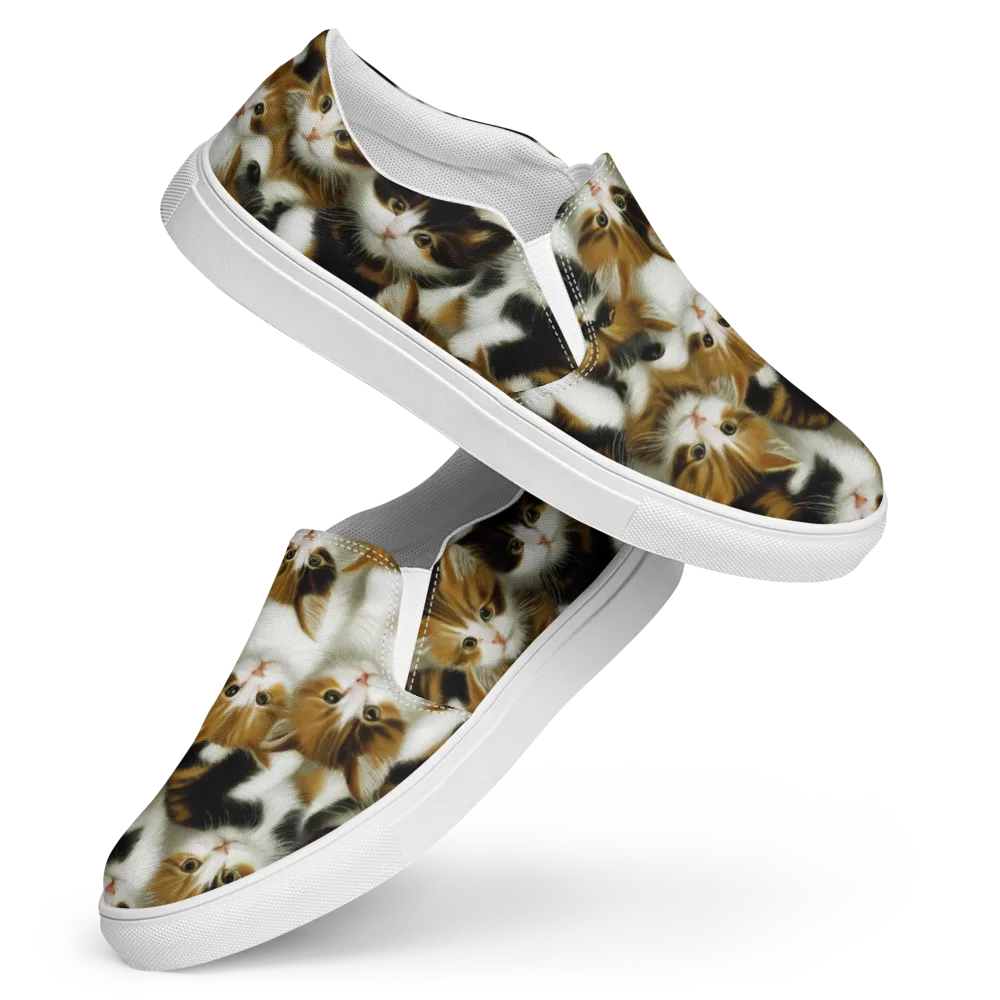 Cuddle Chaos on Women's Slip-On Canvas Shoes — Front