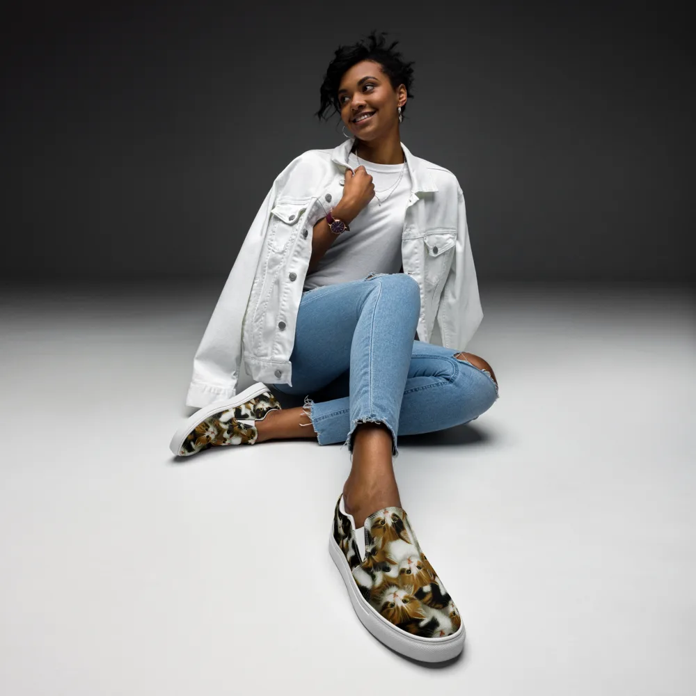 Cuddle Chaos on Women's Slip-On Canvas Shoes — Front