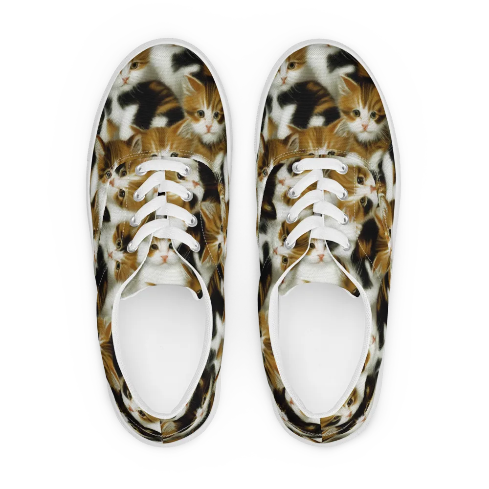 Cuddle Chaos on Men's Lace-Up Canvas Shoes — Front