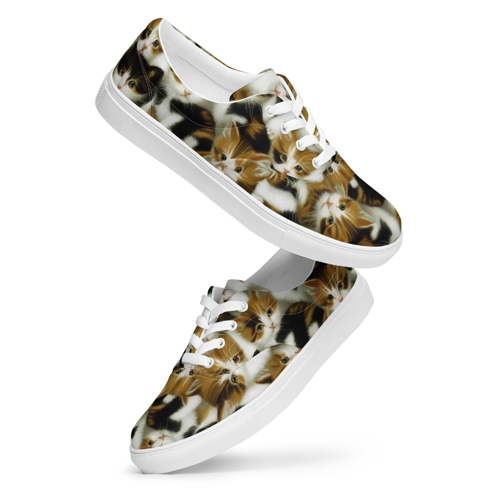 Cuddle Chaos on Men's Lace-Up Canvas Shoes — Front