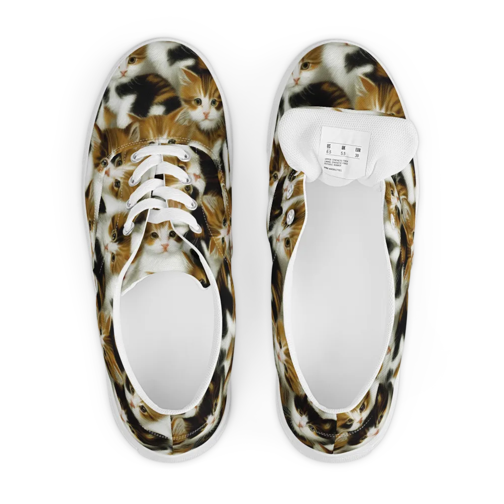 Cuddle Chaos on Men's Lace-Up Canvas Shoes — Front