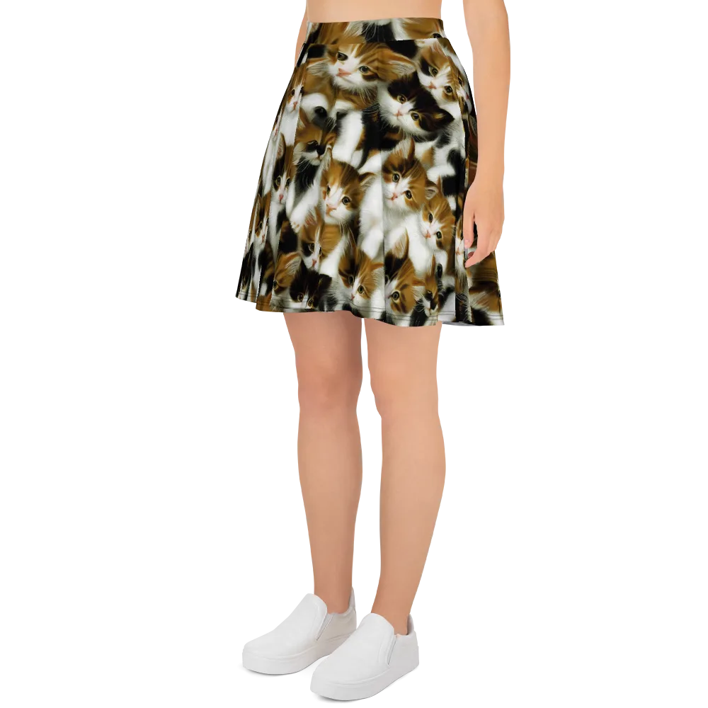 Cuddle Chaos on Skater Skirt — Left