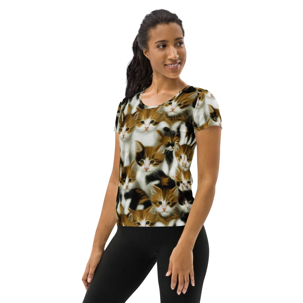 Cuddle Chaos on Women's Athletic T-Shirt — Left