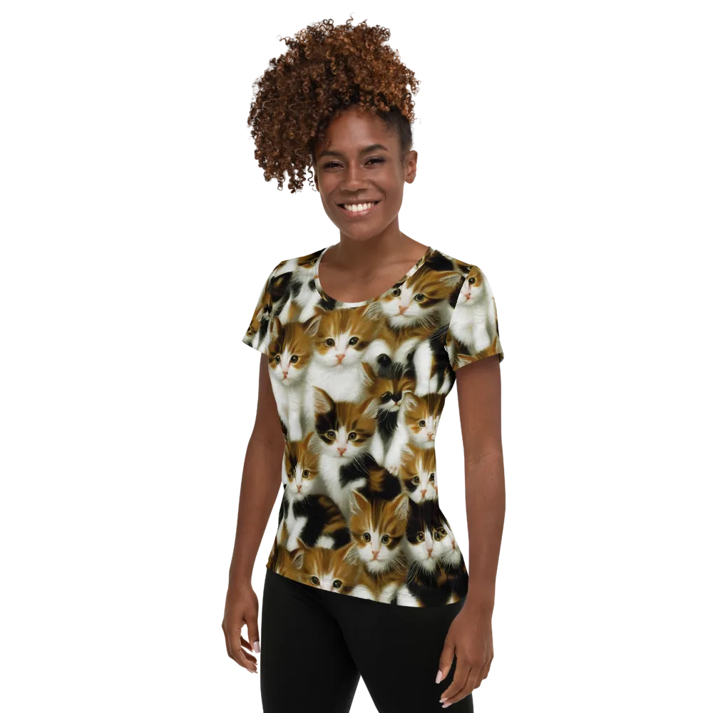 Cuddle Chaos on Women's Athletic T-Shirt — Left