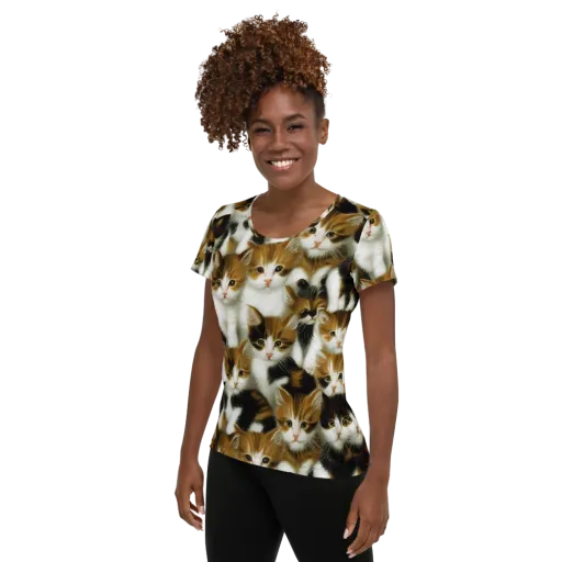 Cuddle Chaos on a Women's Athletic T-Shirt