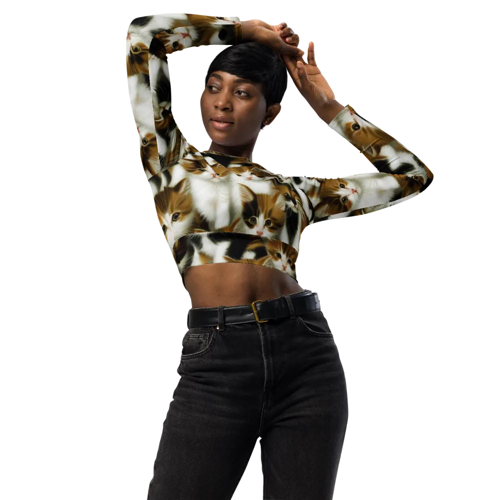 Cuddle Chaos on Long Sleeve Crop Top — Front
