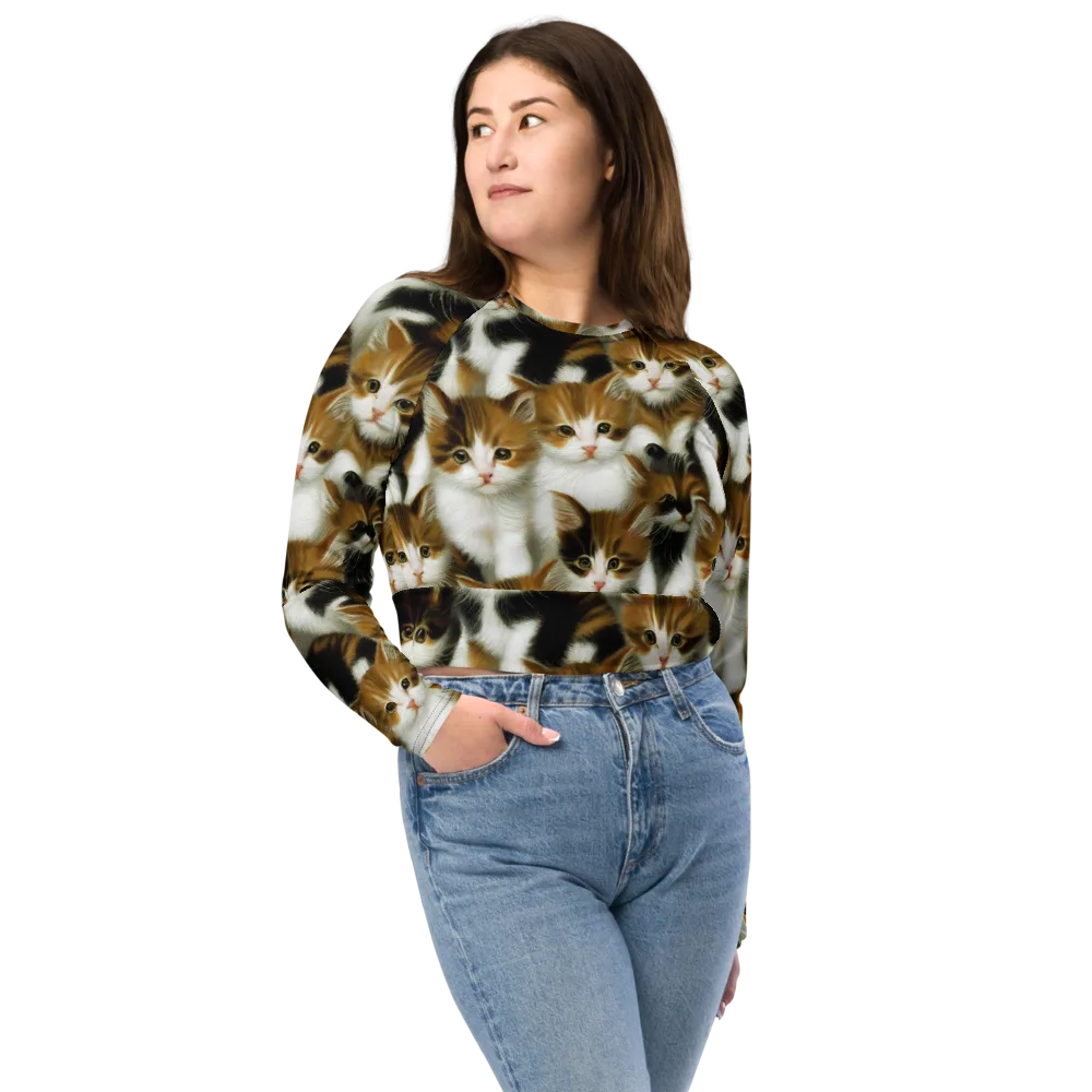 Cuddle Chaos on Long Sleeve Crop Top — Front