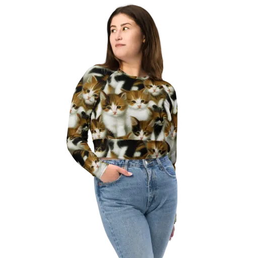 Cuddle Chaos on a Long Sleeve Crop Top