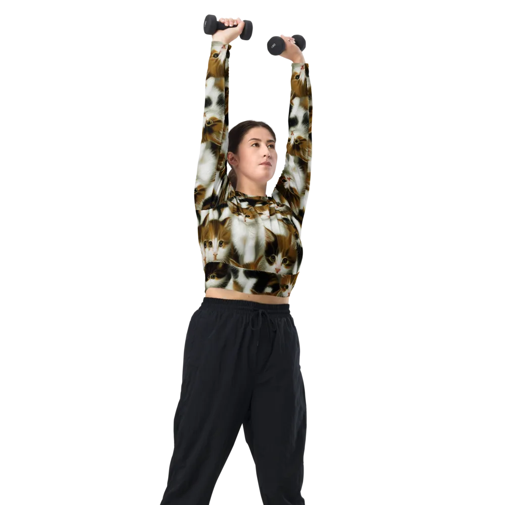 Cuddle Chaos on Long Sleeve Crop Top — Right Front