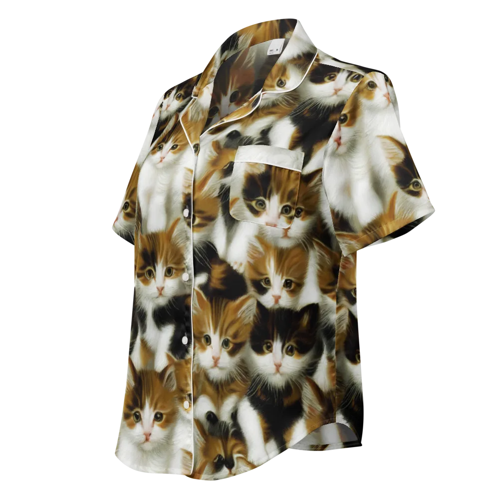Cuddle Chaos on Women's Short Sleeve Pajama Top — Left Front