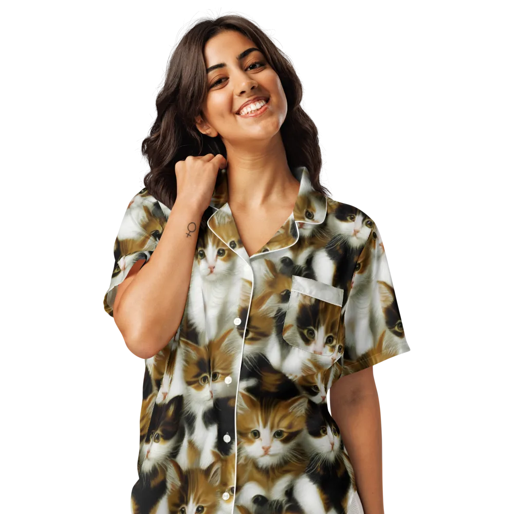 Cuddle Chaos on Women's Short Sleeve Pajama Top — Front