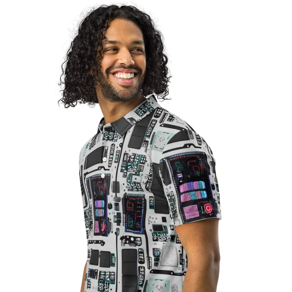 Wired Wonders on Men's Slim Fit Polo Shirt — Left Front