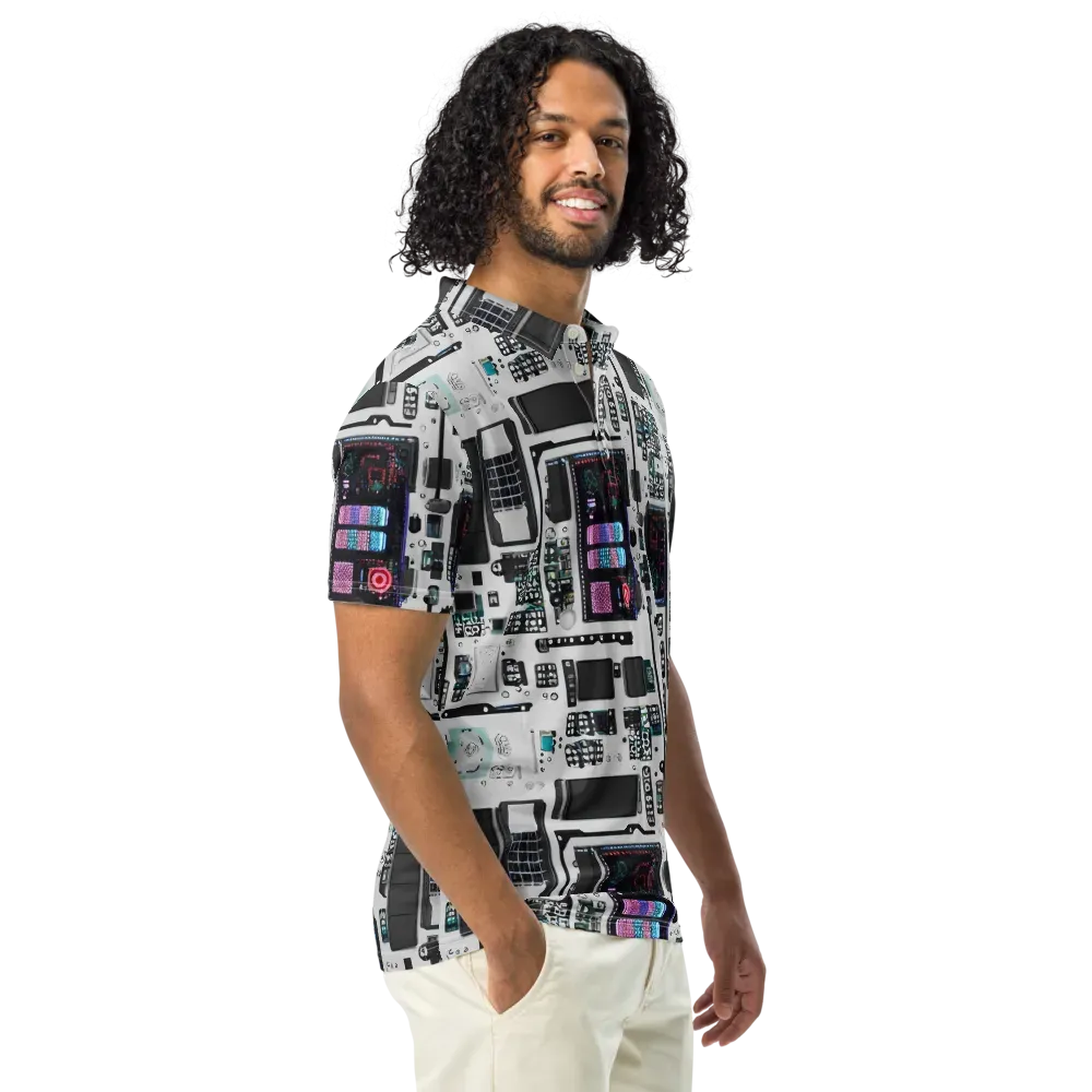 Wired Wonders on Men's Slim Fit Polo Shirt — Right Front