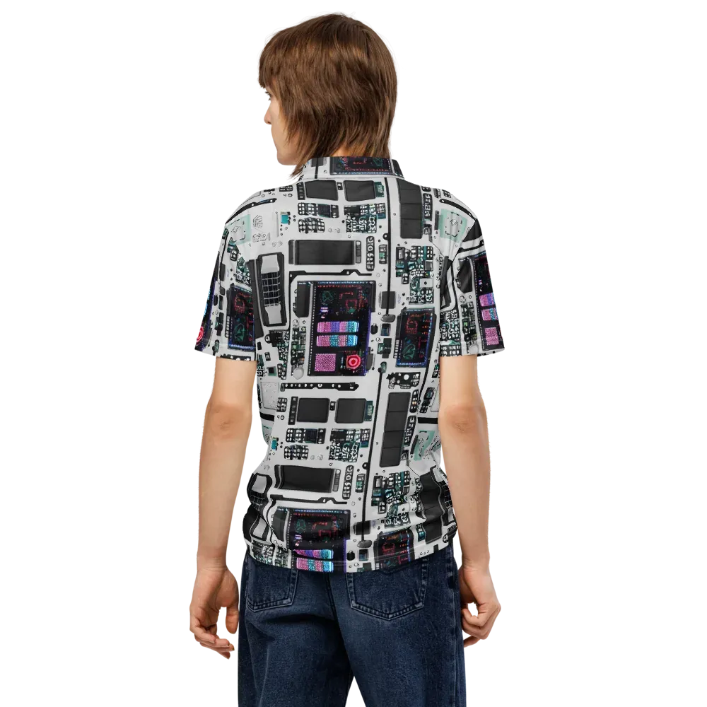 Wired Wonders on Men's Slim Fit Polo Shirt — Back