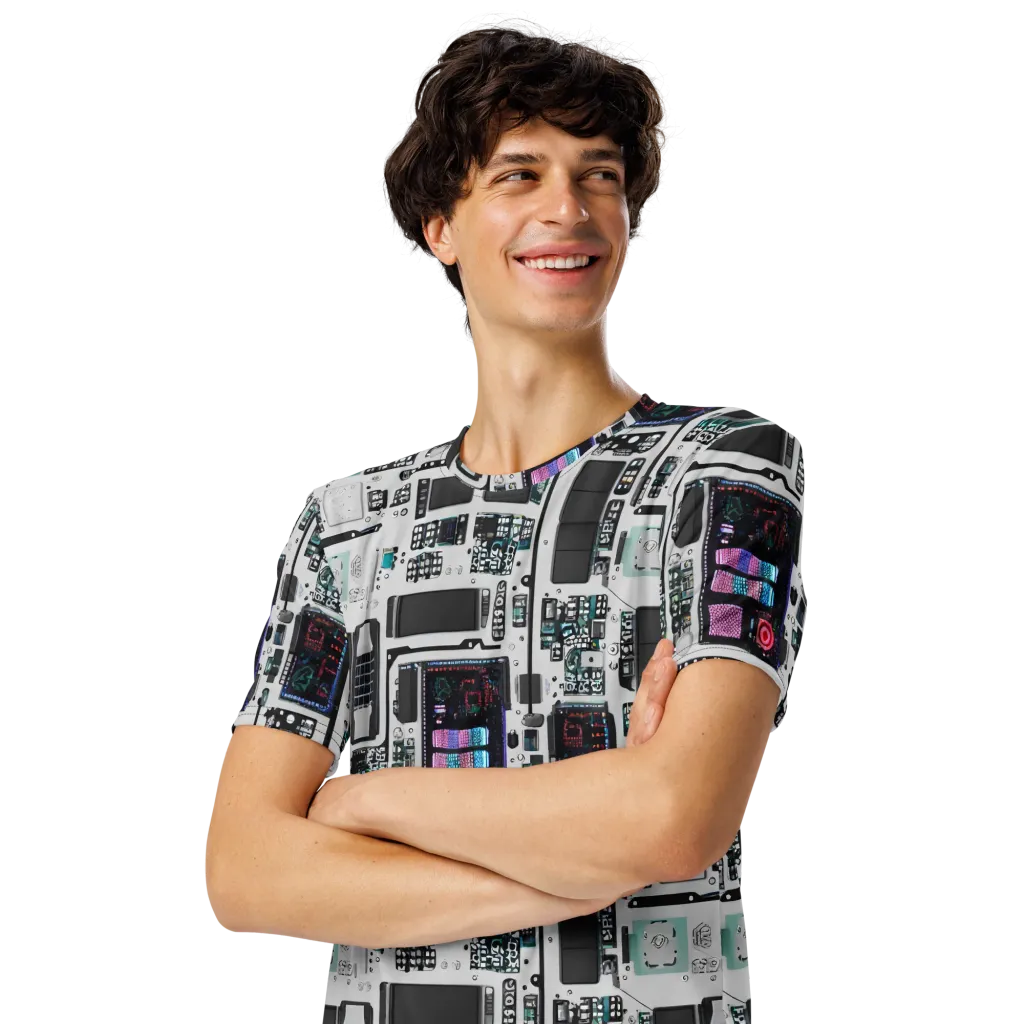 Wired Wonders on Men's Crew Neck T-Shirt — Left Front