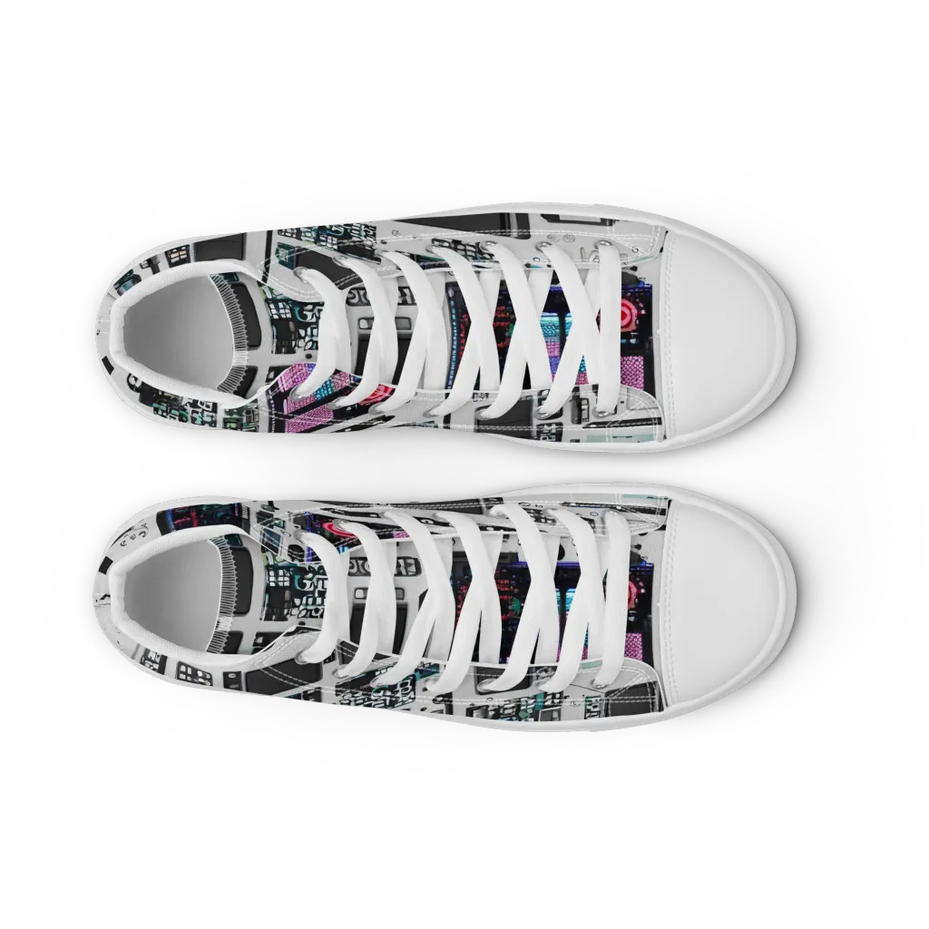 Wired Wonders on Men's High Top Canvas Shoes — Front
