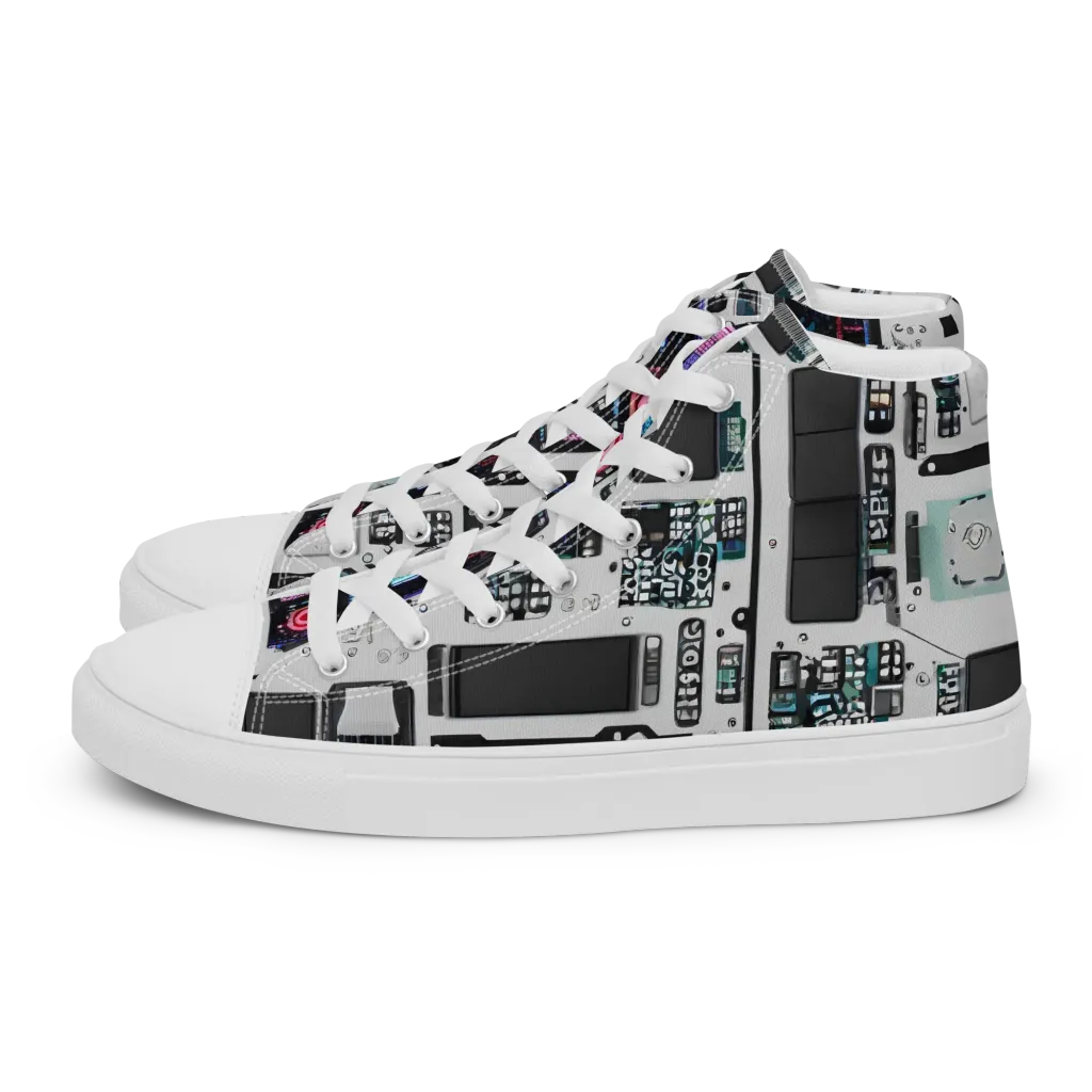 Wired Wonders on Men's High Top Canvas Shoes — Left
