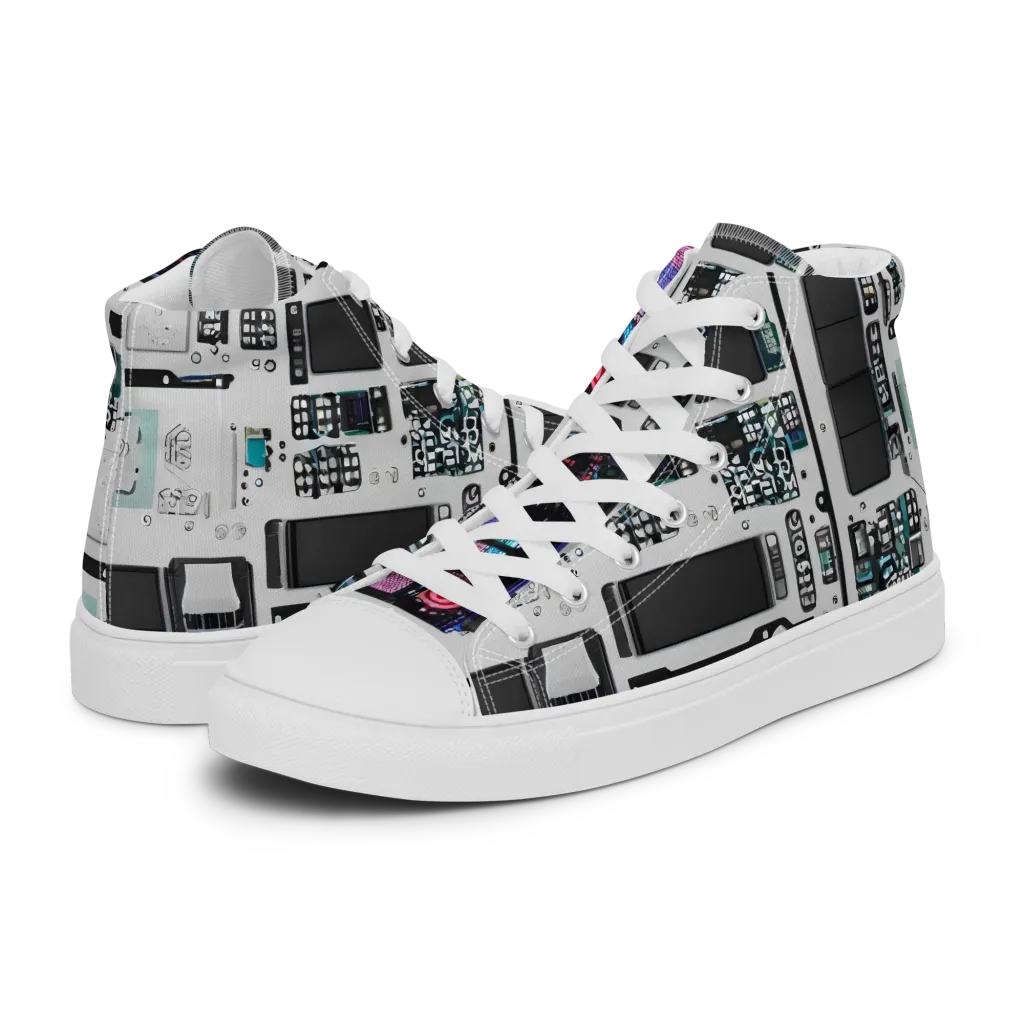 Wired Wonders on Men's High Top Canvas Shoes — Left