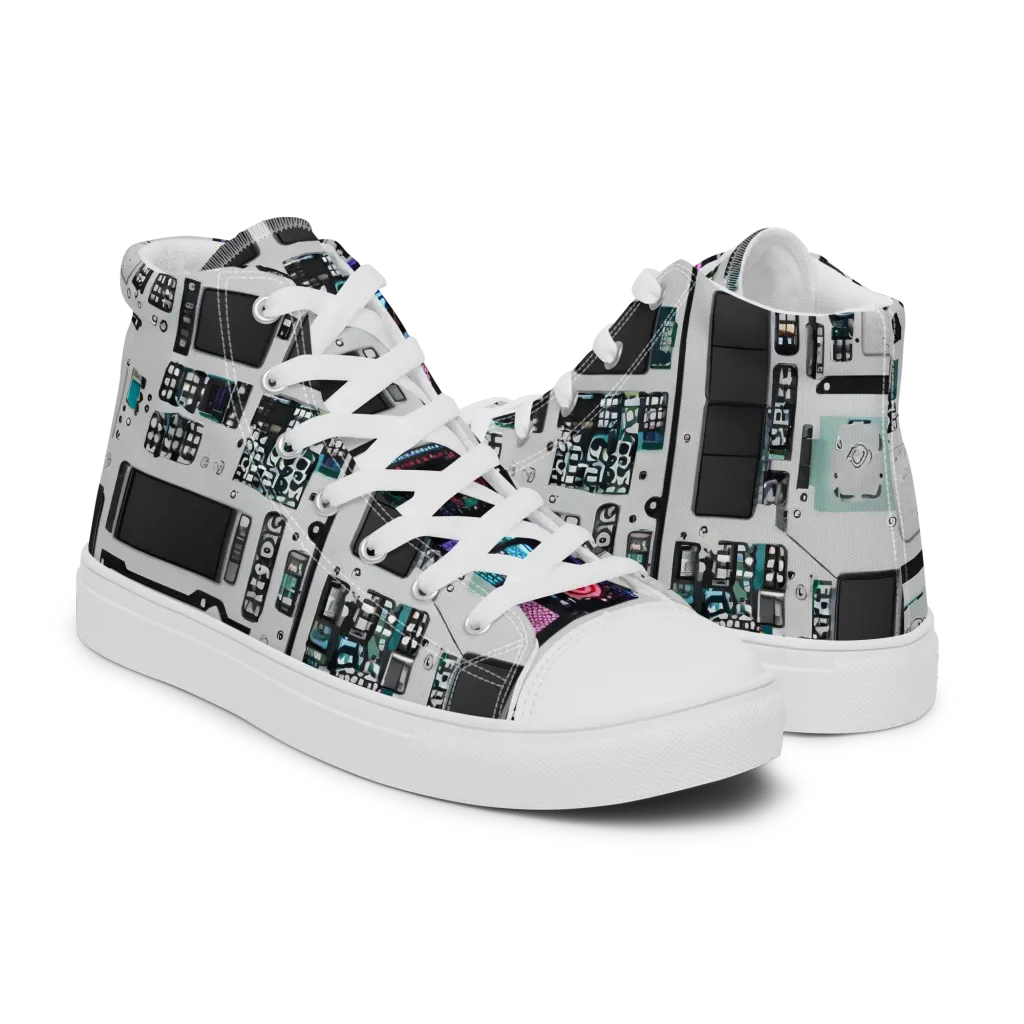 Wired Wonders on Men's High Top Canvas Shoes — Right