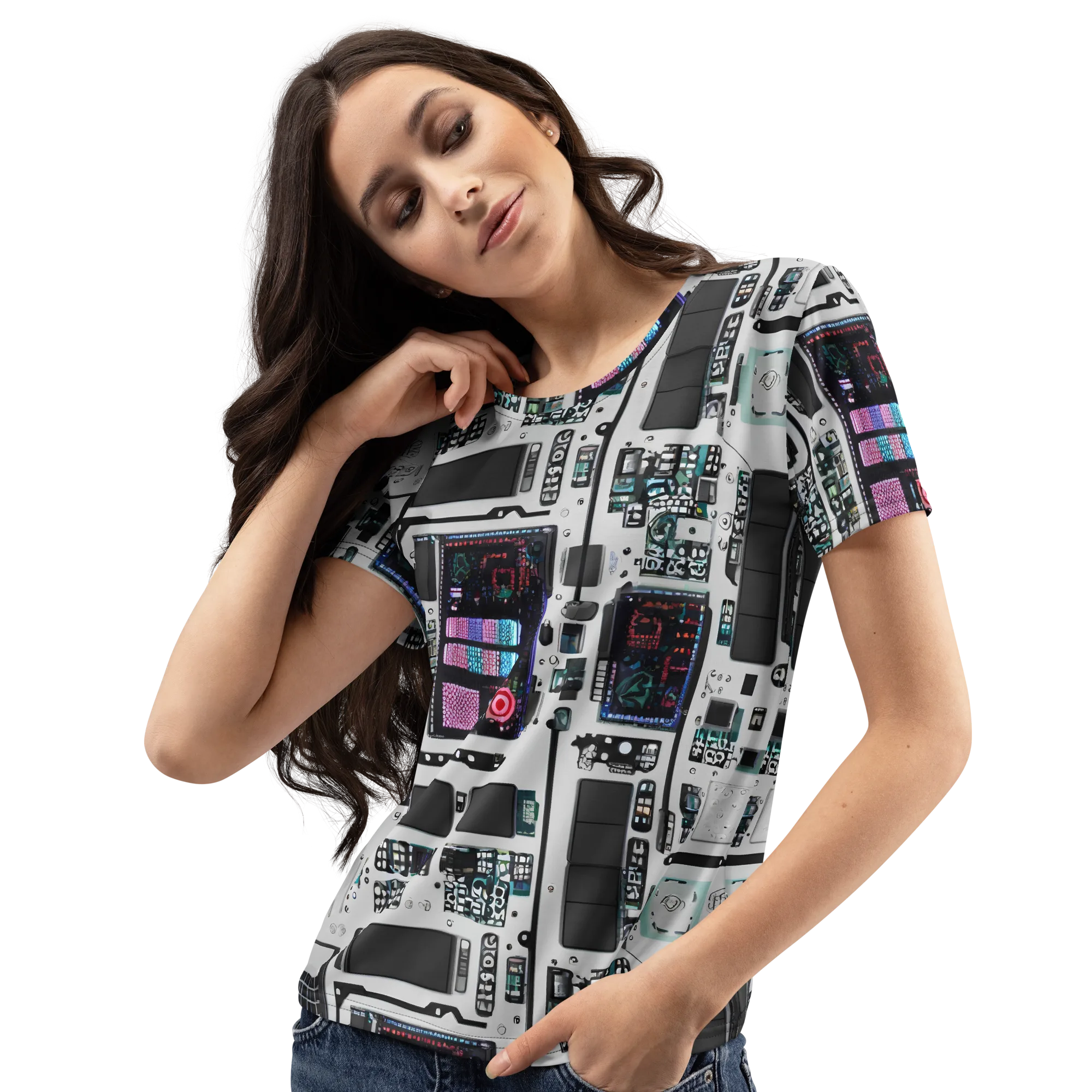 Wired Wonders on Women's Crew Neck T-Shirt — Left Front