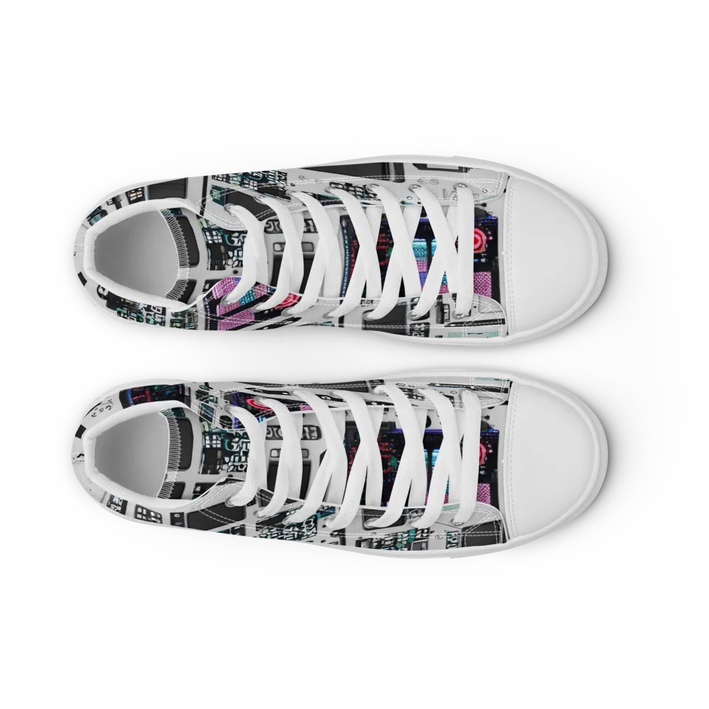 Wired Wonders on Women's High Top Canvas Shoes — Front