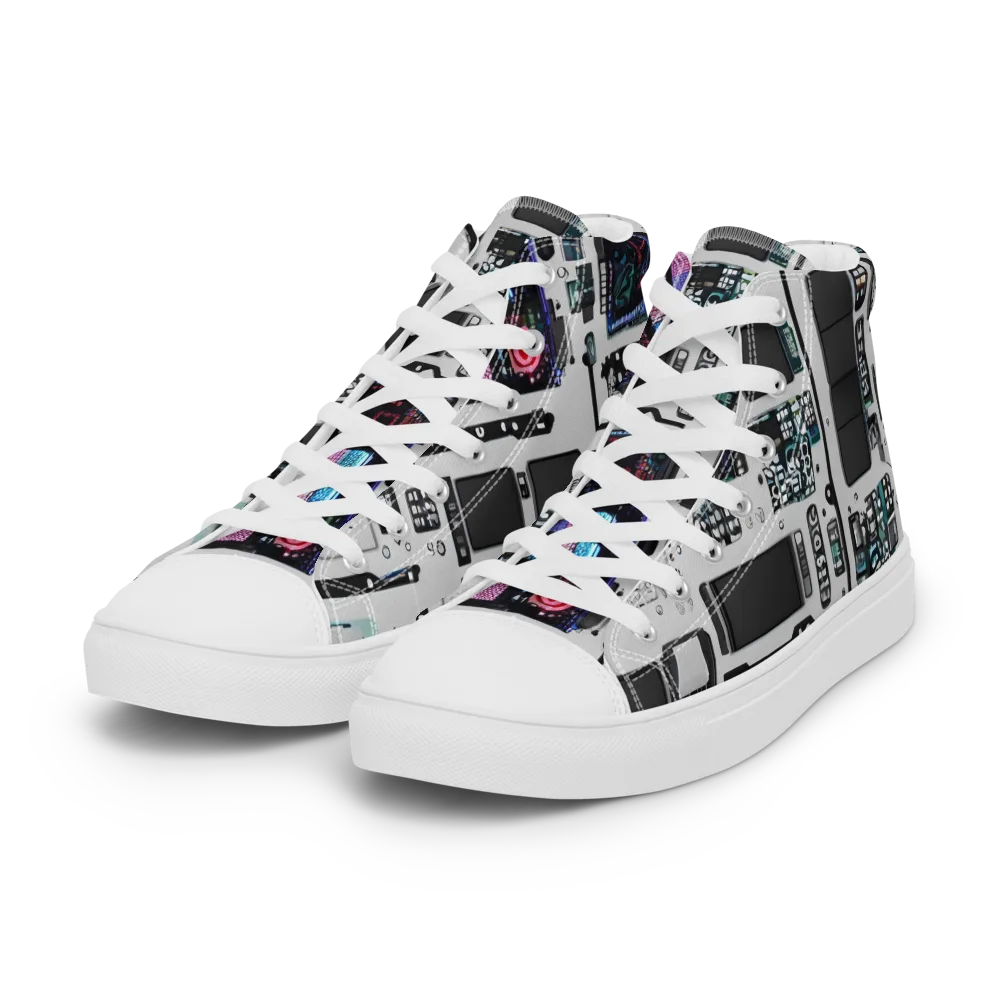 Wired Wonders on Women's High Top Canvas Shoes — Left Front